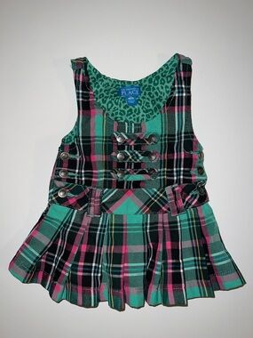 VINTAGE Y2K The Children's Place Teal & Pink Plaid Pinafore Dress